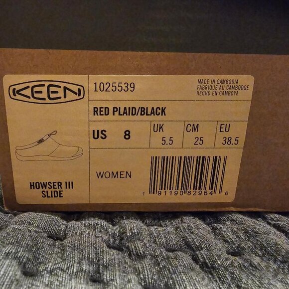 Keen Howser III Slip On Slide Mule Slipper In Plaid Red Size 8 - Picture 2 of 5